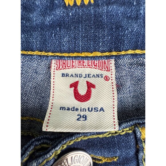 True Religion Billy Super T Womens 29 Jeans USA Blue Denim Orange Stitch NWOT - Picture 9 of 16